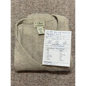 Vintage L.L. Bean 100% Lambs Wool Sweater Men's XL Tall Beige V Neck